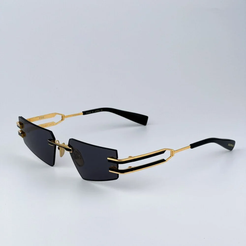 Balmain FIXE BPS-123A-54 Men BRAND NEW Sunglasses Titanium Gold Grey Geometric